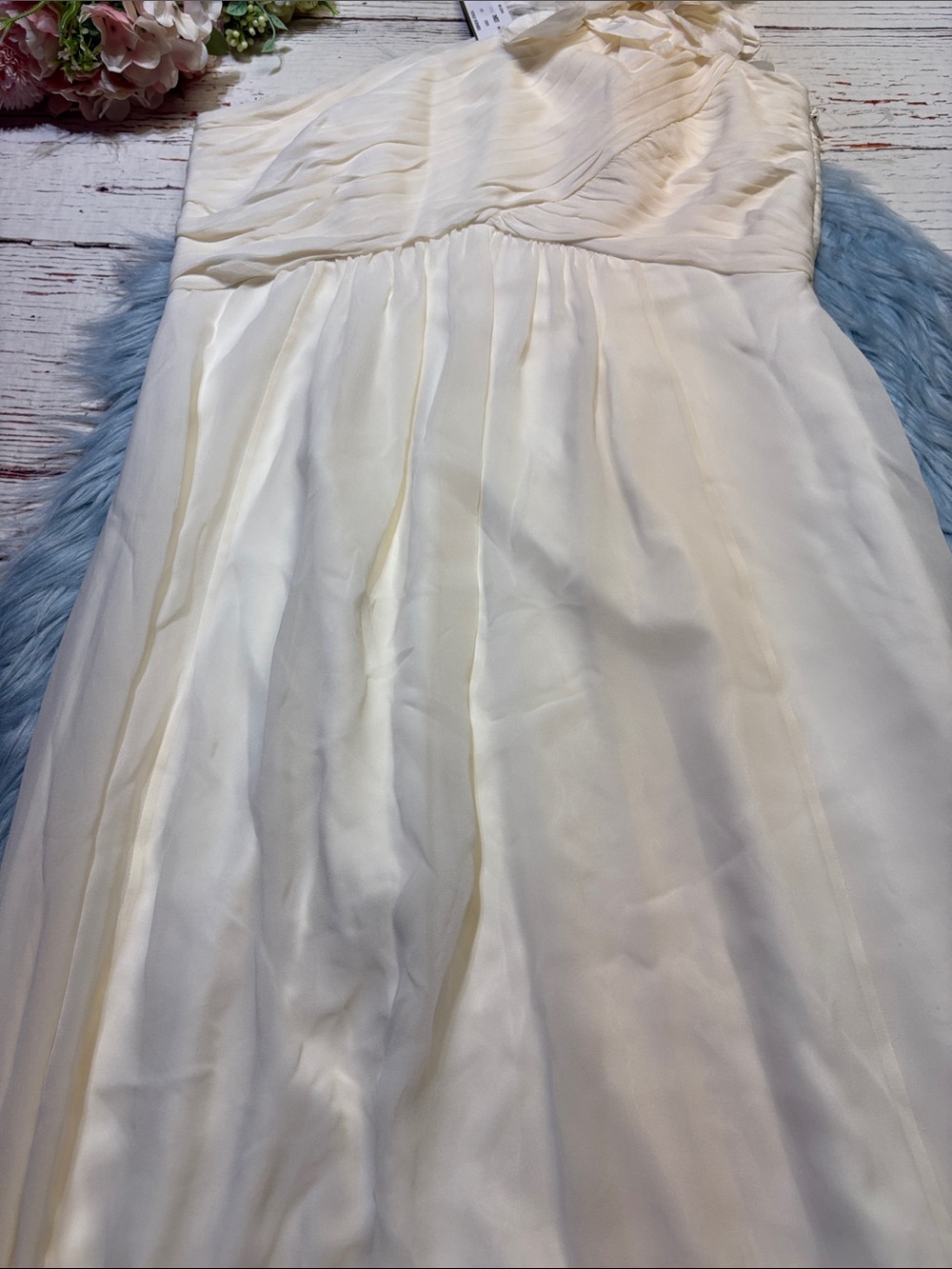 Ann Taylor Ivory Silk One Shoulder Bridesmaid Dress sz 10 - Picture 5 of 11